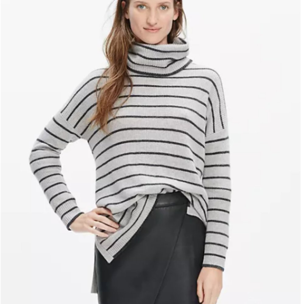 Madewell striped gray turtleneck sweater